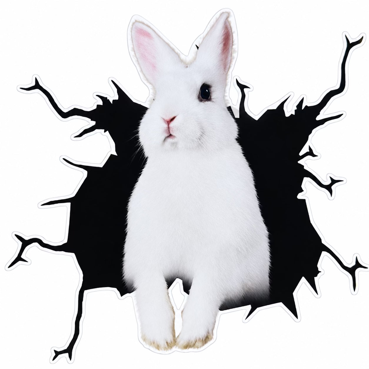 Autocollant lapin sur fond blanc