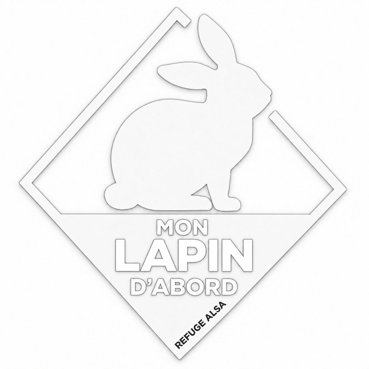 Collant ALSA Mon lapin d’abord — lettrage blanc sur fond blanc