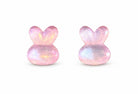 Boucles d’oreilles lapin — rose — sur fond blanc