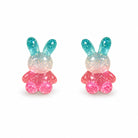 Boucles d’oreilles lapin bleu blanc rose sur fond blanc