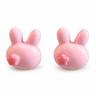 Boucles d’oreilles lapin avec étoile — Rose — fond blanc
