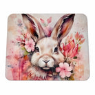 Tapis de souris — Lapin fleuri sur fond blanc
