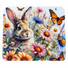 Tapis de souris — Lapin et papillons sur fond blanc