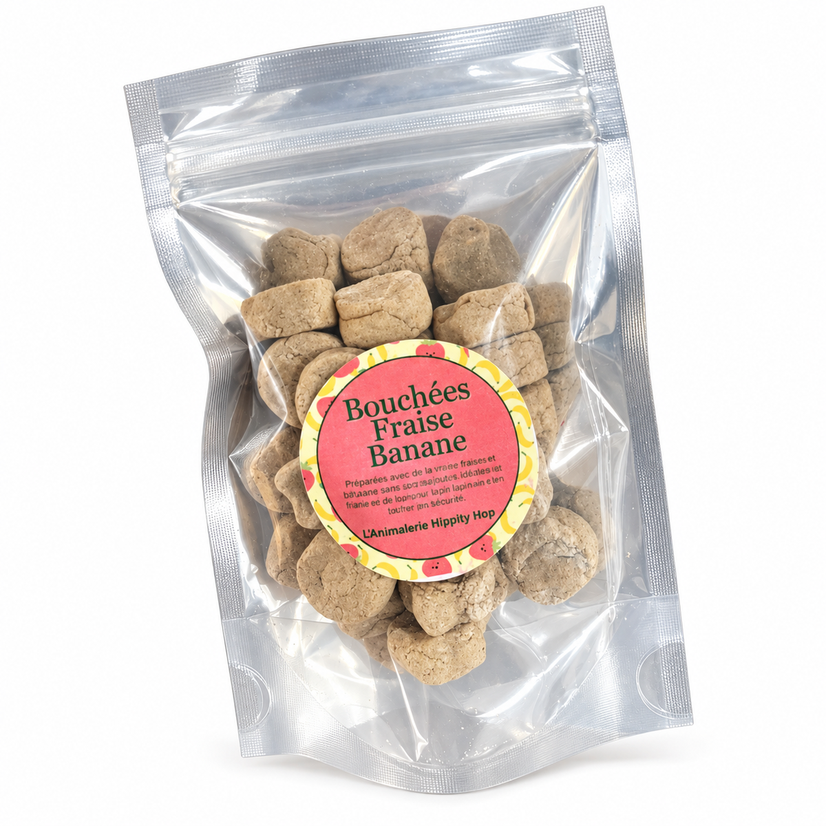 Bouchées Fraise Banane – Hippity Hop sur fond blanc